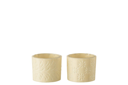 Theelichthouder Elise Glas Creme Small Assortiment Van Twee
