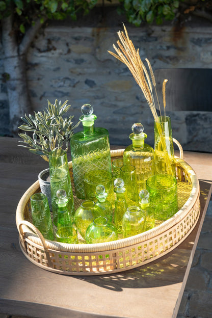 Theelichthouder Bladeren Glas Groen Small Assortiment Van Twee