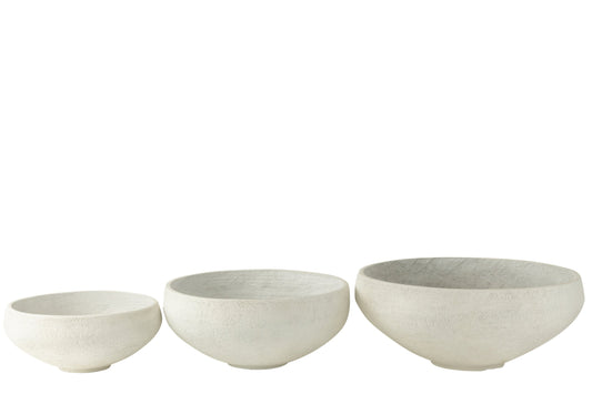 Set Of 3 Dish Fiber Clay White