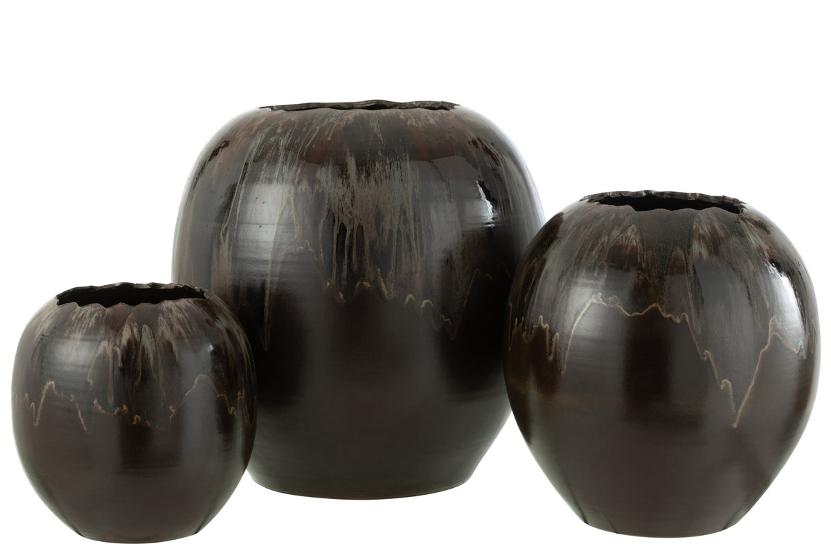 Flower Pot Ceramic Brown Large