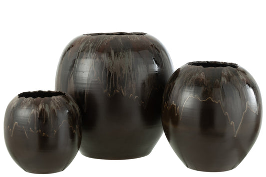 Flower Pot Ceramic Brown Large