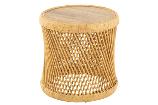 Side Table Cylindrical Ratten Natural