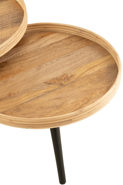 Set Of 3 Coffee Table Round Mango Wood Natural