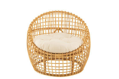 Chair Lise+Cushion 1 Person Rattan/Textile Natural/White