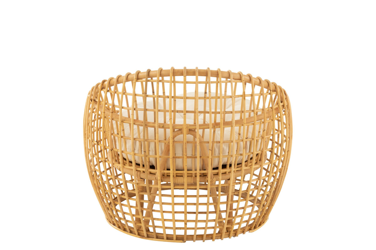 Chair Lise+Cushion 1 Person Rattan/Textile Natural/White