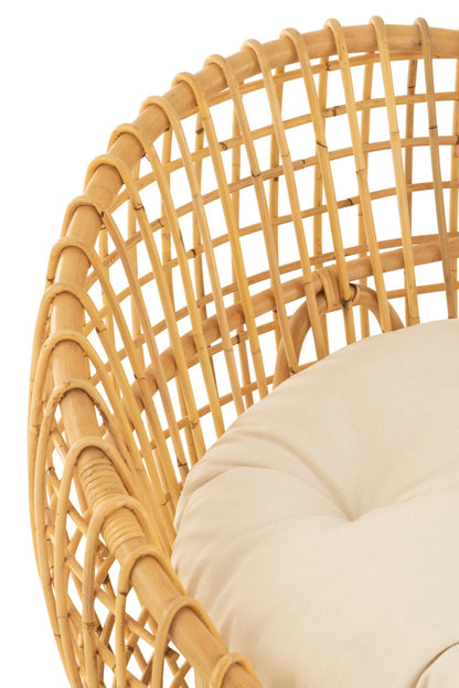 Chair Lise+Cushion 1 Person Rattan/Textile Natural/White