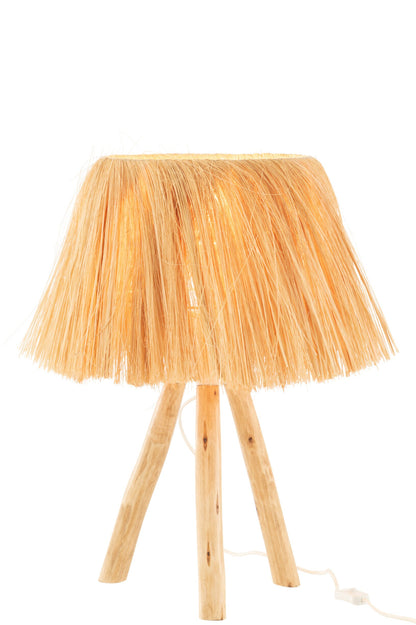 Table lamp Bahamas wood/natural grass