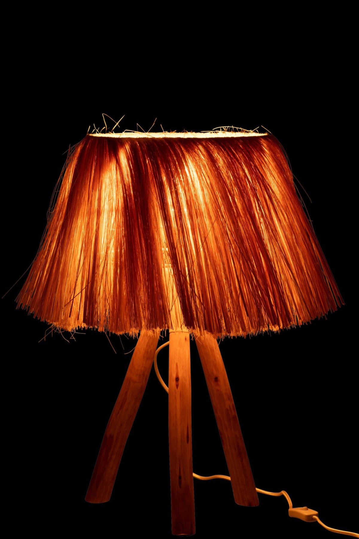 Table lamp Bahamas wood/natural grass