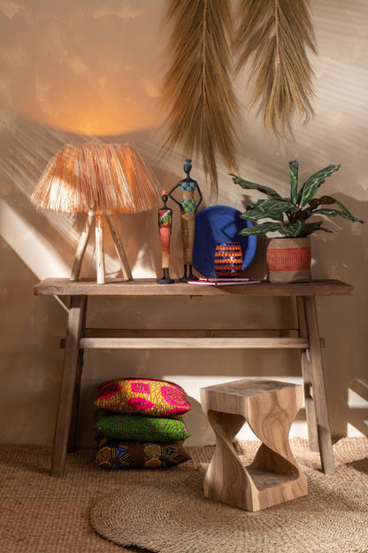 Table lamp Bahamas wood/natural grass