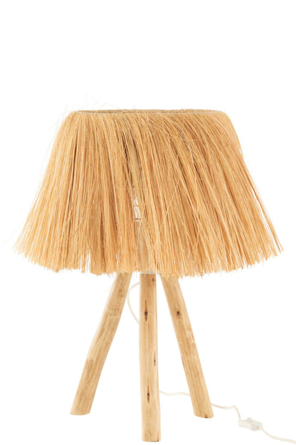 Table lamp Bahamas wood/natural grass