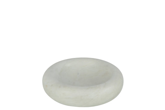 Kom rond laag marmer wit klein