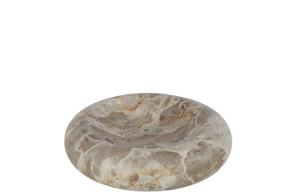 Grand bol rond bas en marbre beige
