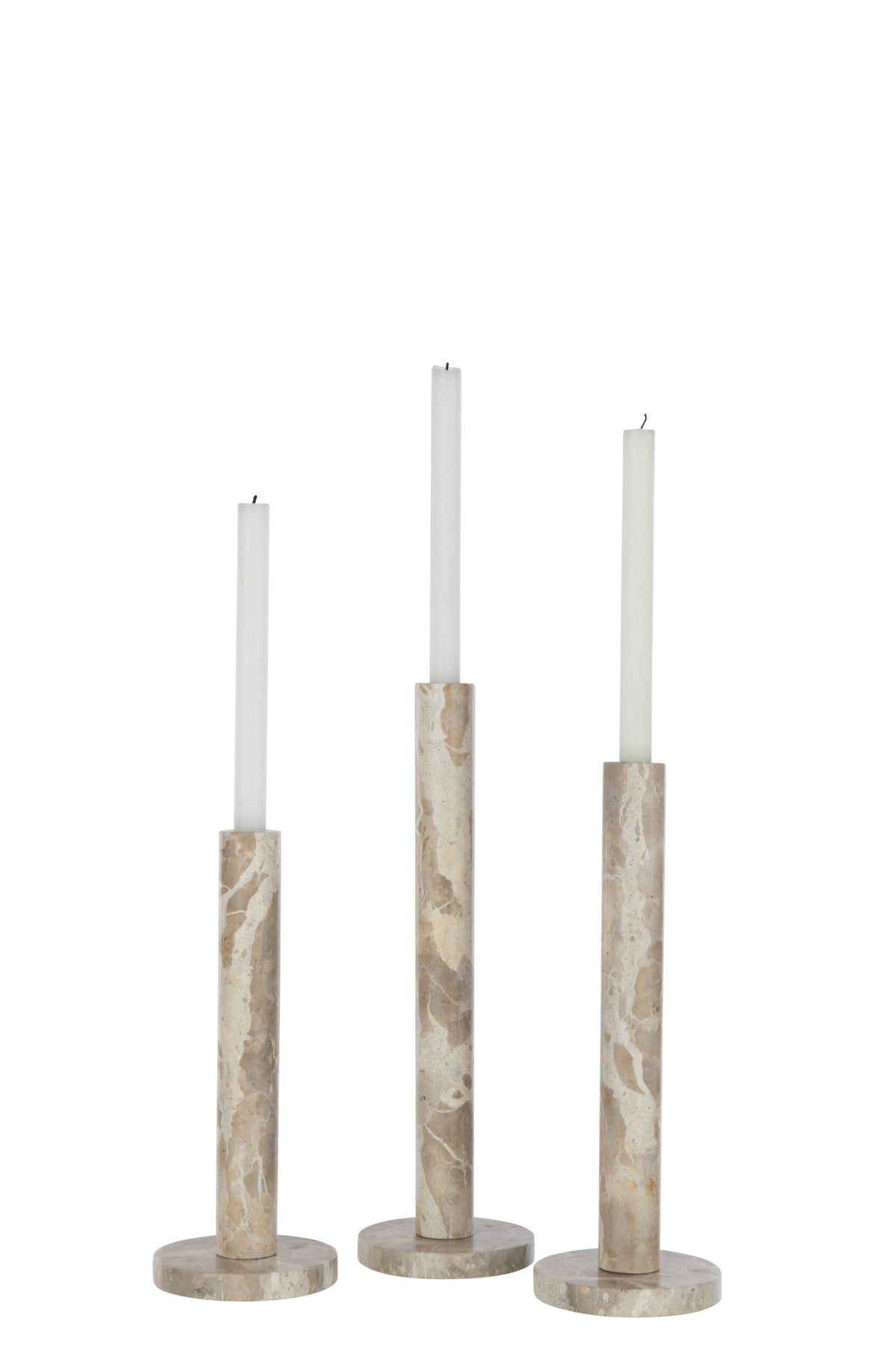 Set Van 3 Kaarshouder Marmer Beige
