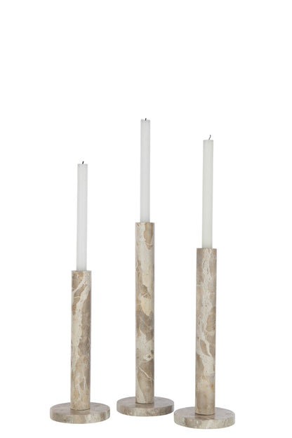 Set Van 3 Kaarshouder Marmer Beige