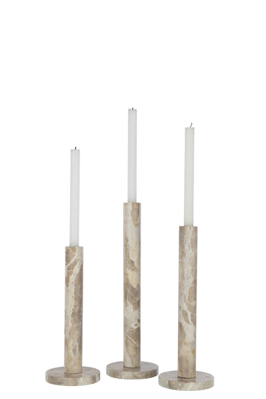 Set Van 3 Kaarshouder Marmer Beige