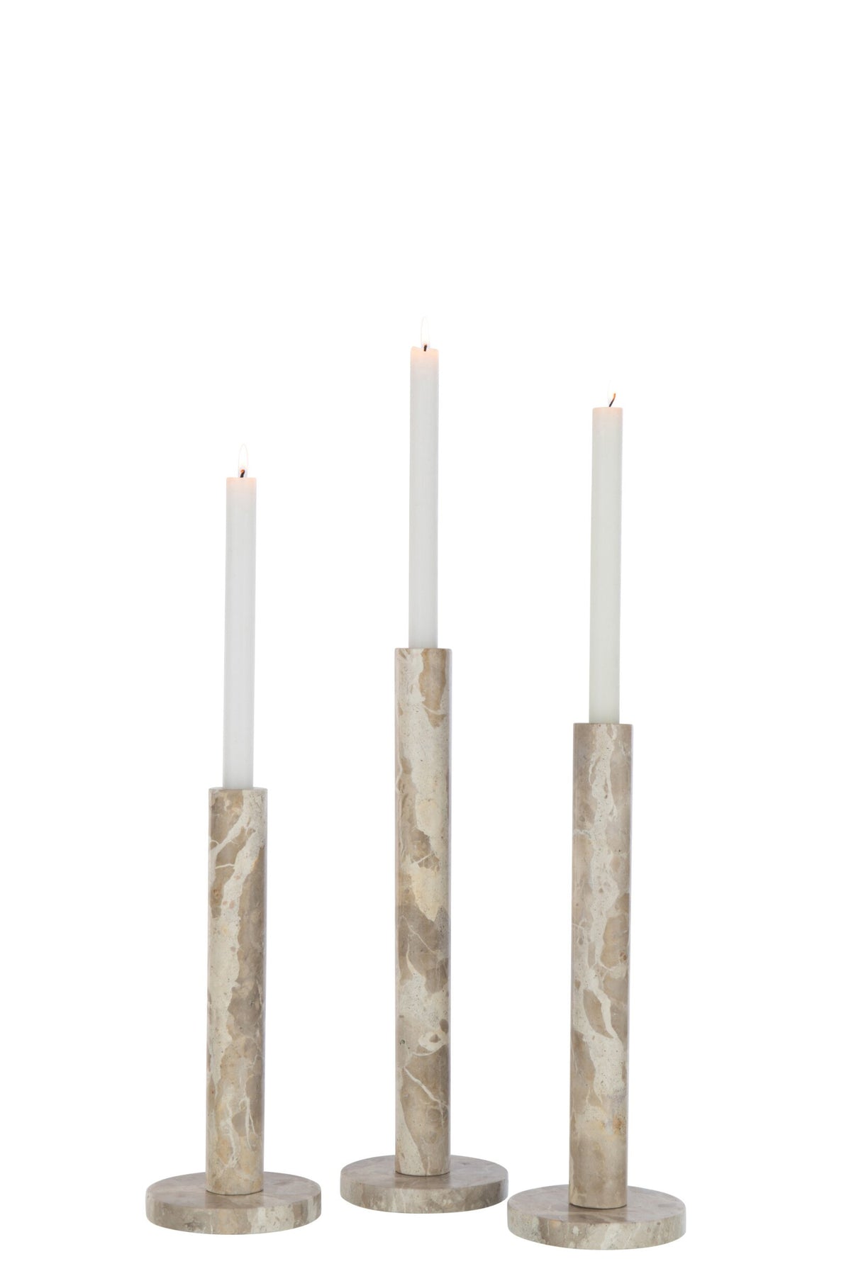 Set Van 3 Kaarshouder Marmer Beige
