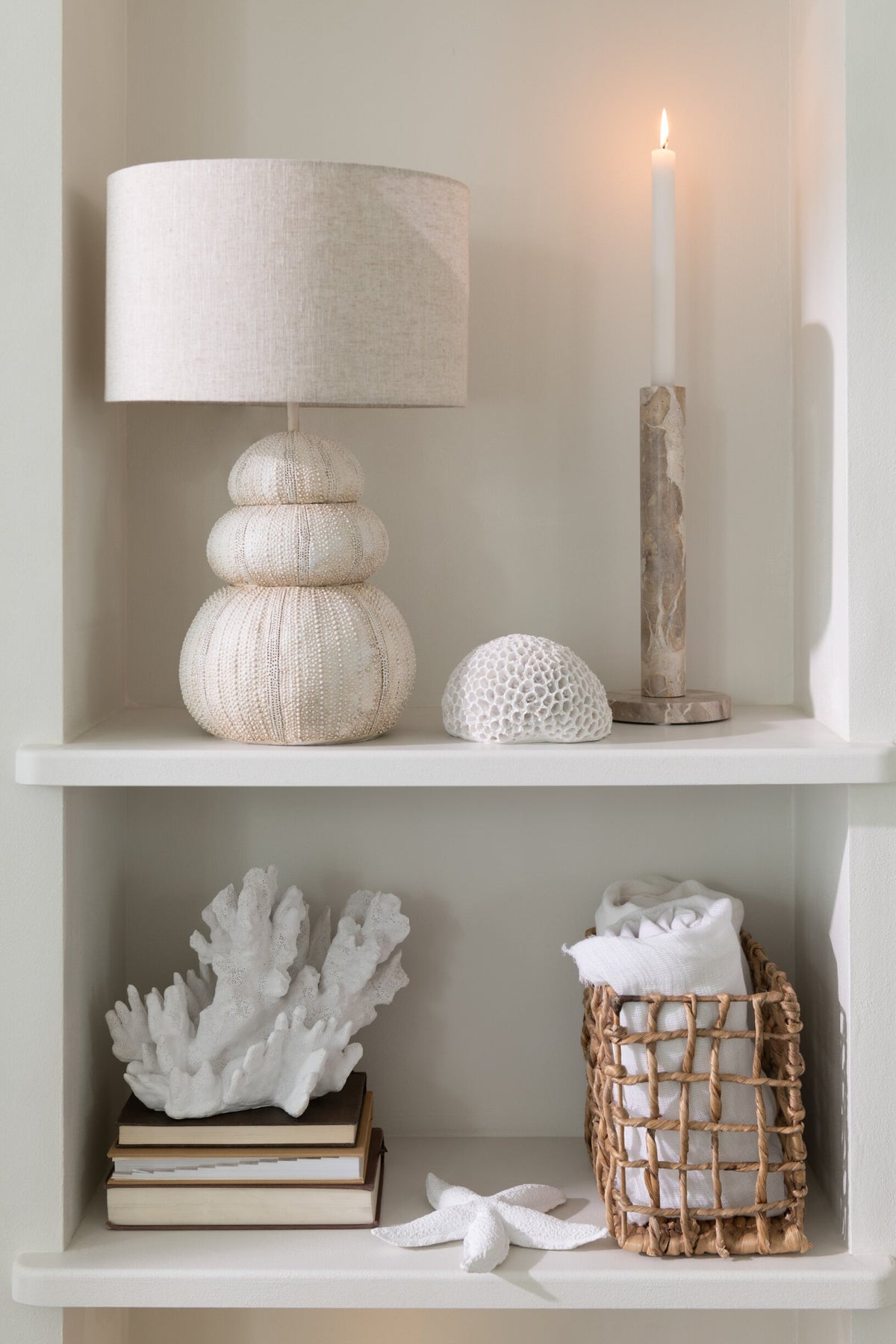 Set Van 3 Kaarshouder Marmer Beige
