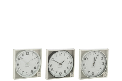 Wall Clock Round Plastic White/Black Small Assortment Of 3