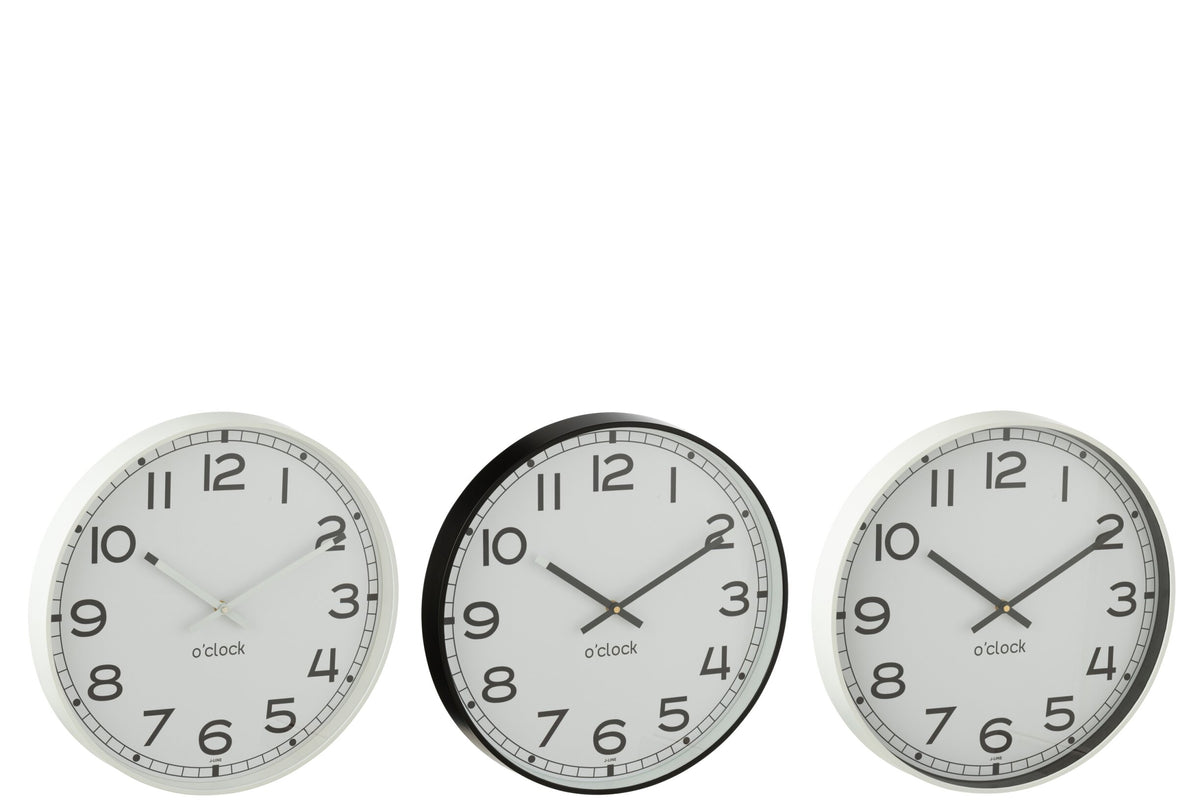 Wall Clock Round Plasticwhite/Black Large Assortment Of 3