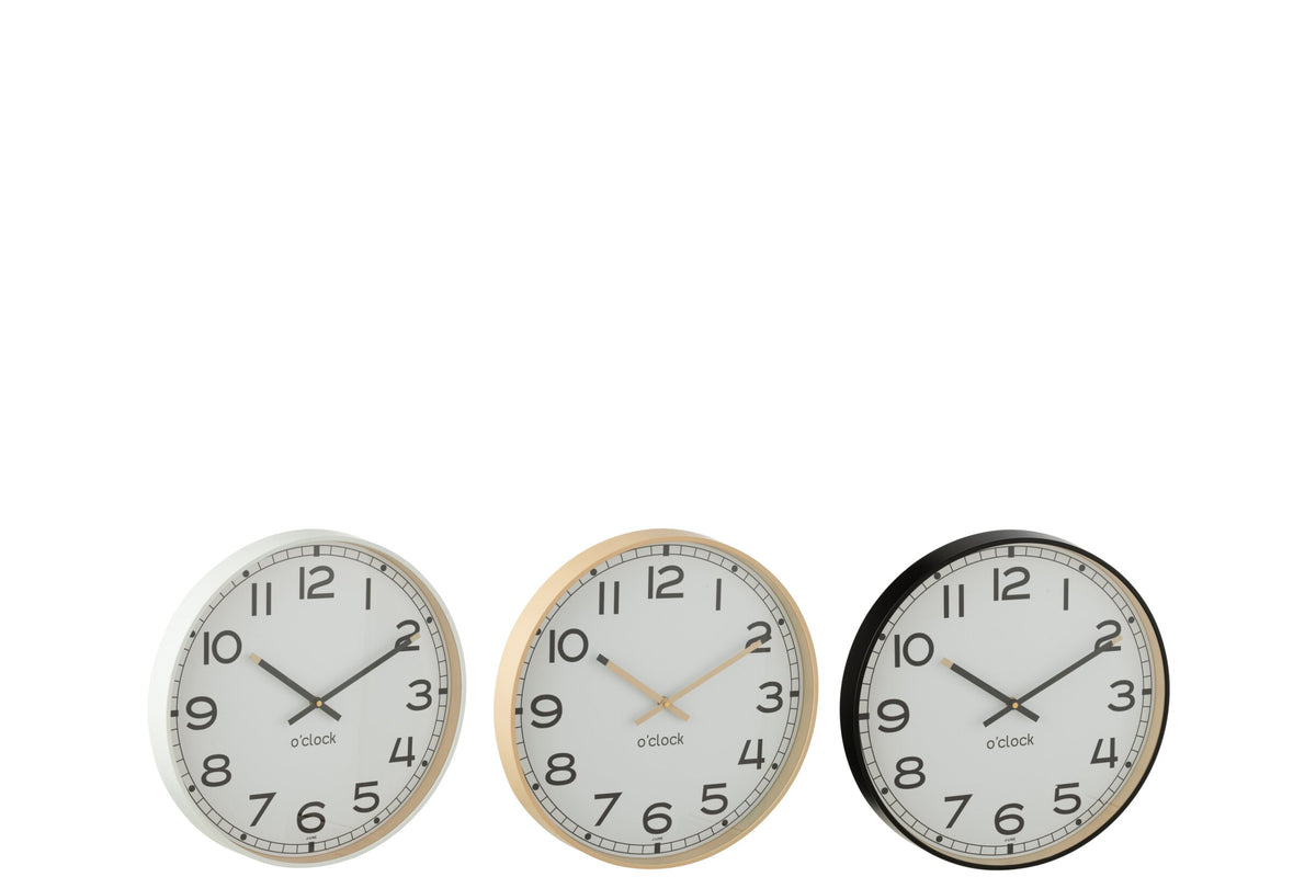 Wall Clock Round Plastic Beige/White/Black Small Assortment Of 3