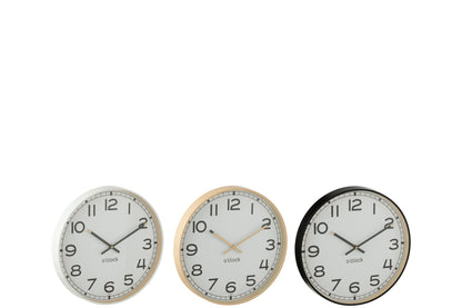 Wall Clock Round Plastic Beige/White/Black Small Assortment Of 3