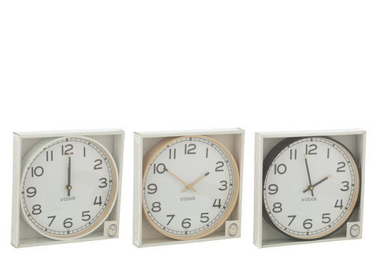 Wall Clock Round Plastic Beige/White/Black Large Assortment Of 3