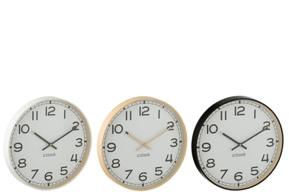 Wall Clock Round Plastic Beige/White/Black Large Assortment Of 3