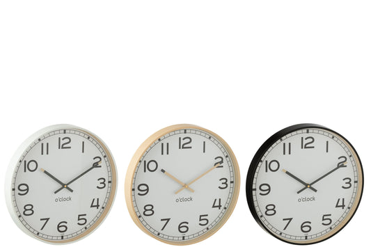 Wall Clock Round Plastic Beige/White/Black Large Assortment Of 3
