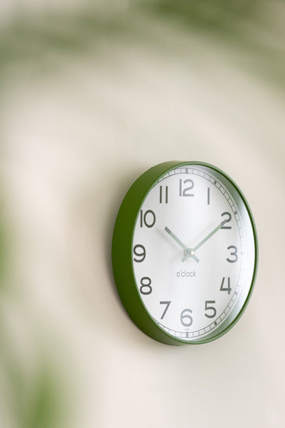 Wall Clock Round Plastic Green/White/Black Small Assortment Of 3