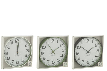 Wall Clock Round Plastic Green/White/Black Large Assortment Of 3