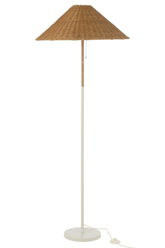 Floor lamp metal/rattan white/natural