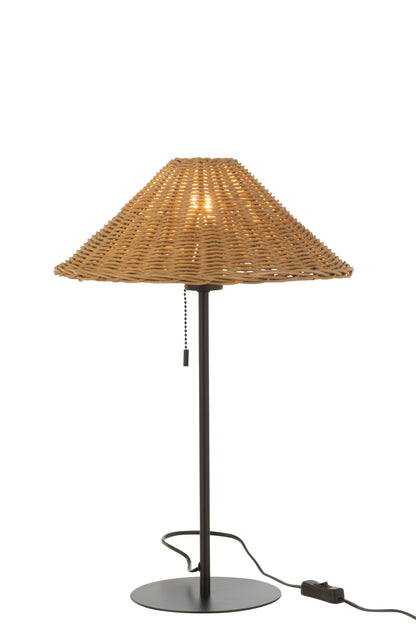 Table lamp metal/rattan black/natural