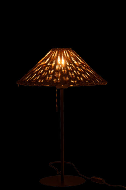 Table lamp metal/rattan black/natural