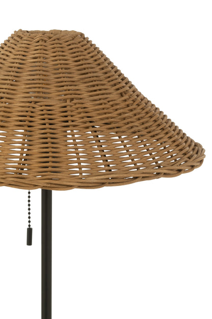 Table lamp metal/rattan black/natural