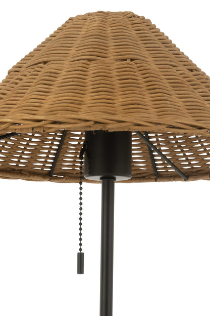 Table lamp metal/rattan black/natural