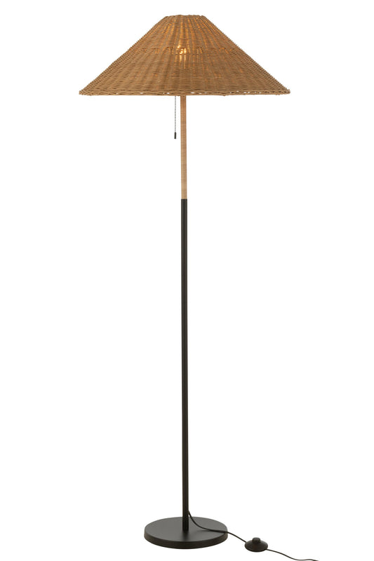 Floor lamp metal/rattan black/natural