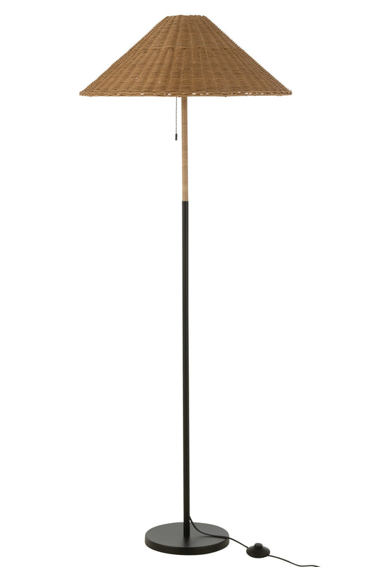 Floor lamp metal/rattan black/natural