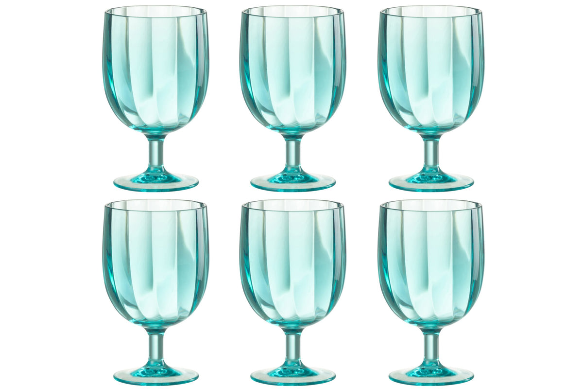 Set van 6 stuks wijnglas kunststof blauw