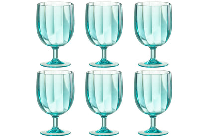 Set van 6 stuks wijnglas kunststof blauw
