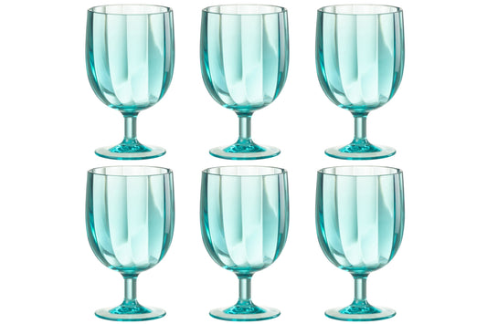 Set van 6 stuks wijnglas kunststof blauw