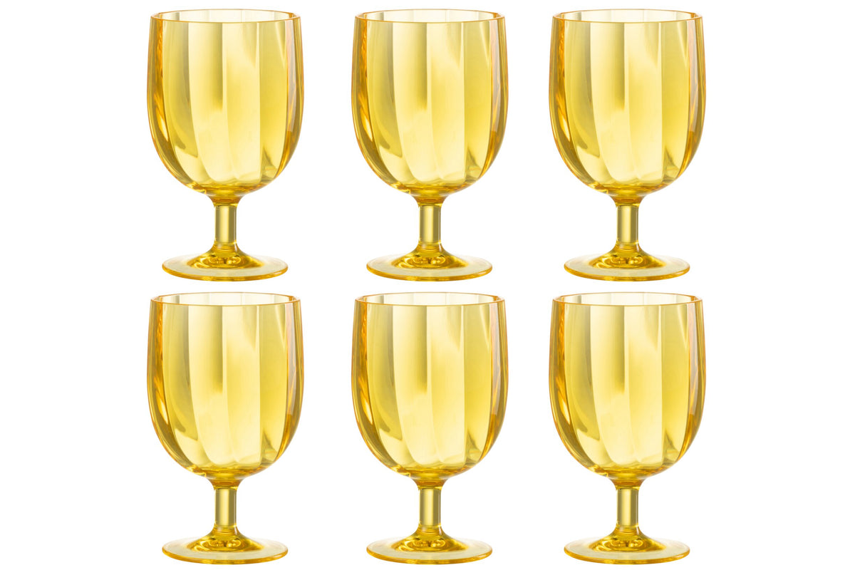 Set of 6 yellow plastic wine glasses