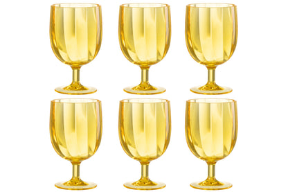 Set of 6 yellow plastic wine glasses