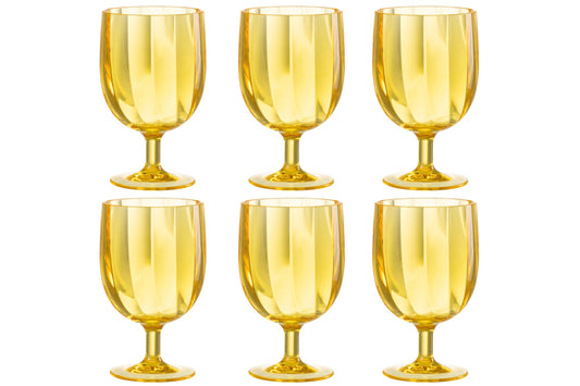 Set van 6 stuks wijnglas kunststof geel