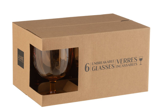 Set van 6 stuks wijnglas kunststof oranje
