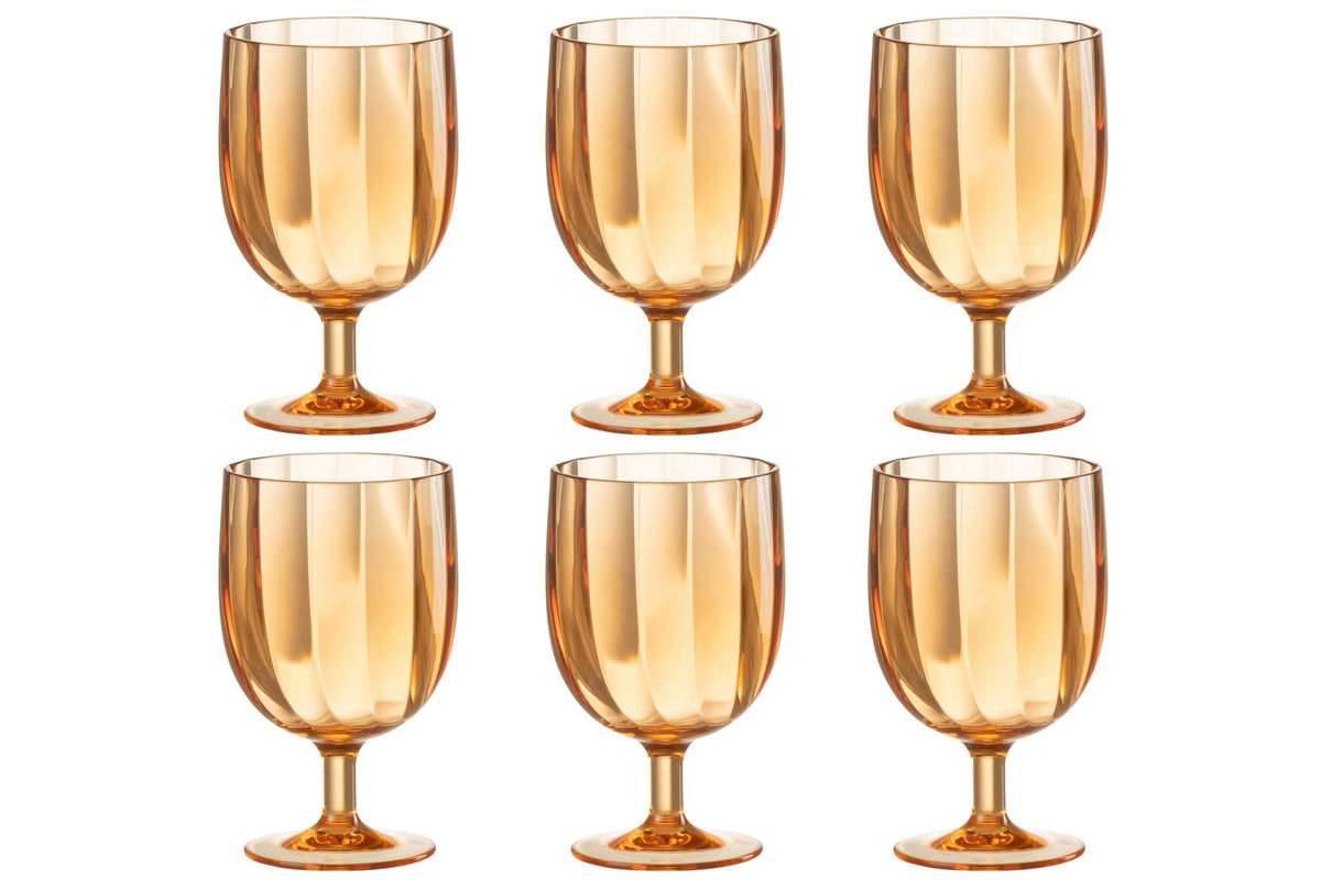 Set van 6 stuks wijnglas kunststof oranje
