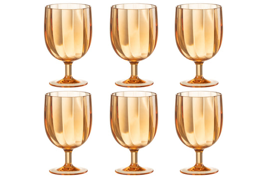 Set van 6 stuks wijnglas kunststof oranje