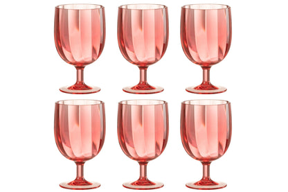 Set van 6 stuks wijnglas kunststof rood