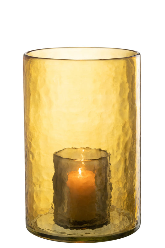 Windlicht Dubbel Glas Geel Large