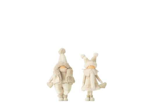 Boy+Girl Winter Heart Resin Beige Small Assortment Of 2