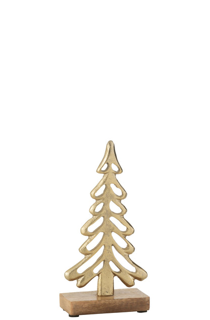 Tree On Base Aluminium/Wood Gold Medium